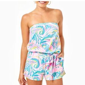 Lilly Pulitzer Ritz Strapless Romper - Multi Carnivale Coral - Size S nwt